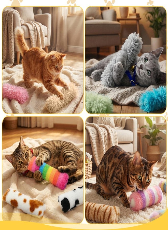 Leitee 12 Pcs Cat Toys Pillows with 1 Cat Paw Gift Storage Bags Set Interactive Kitty Toys Variety Furry Color Soft and Durable for Kitty Exercise Valentine's Day Plush Gifts - Image 4